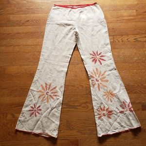 Vintage 80s 90s Benneton Cotton Linen Italian lounge pants 28”W Summer Small S